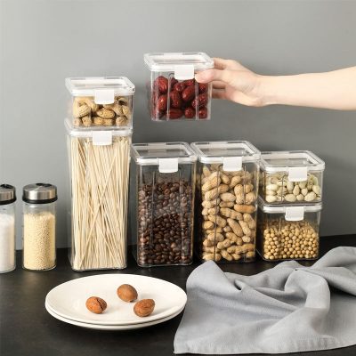 Clear kitchen airtight plastic glass container (3)