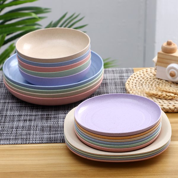 Wheat straw plastic plates and dishes (2)