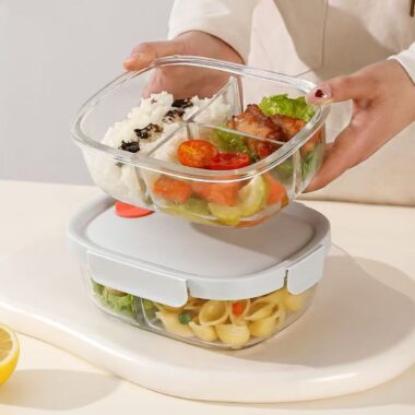 Microwave safe airtight glass food container for fresh storage