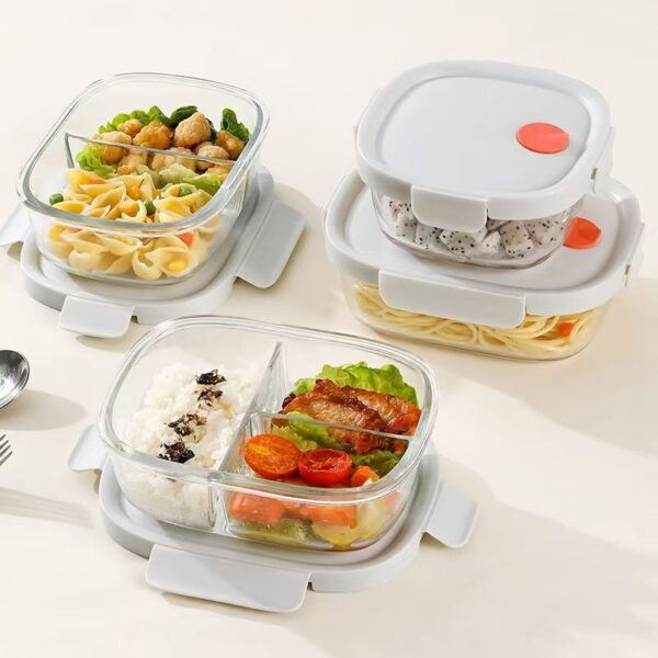Microwave safe airtight glass food container for fresh storage
