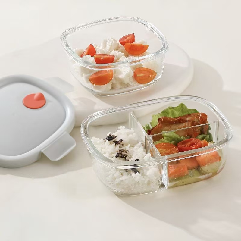 Microwave safe airtight glass food container for fresh storage