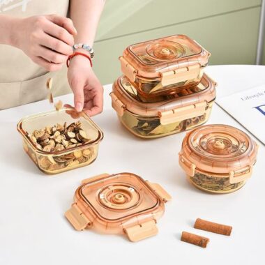 Fresh-keeping glass food container with airtight lid