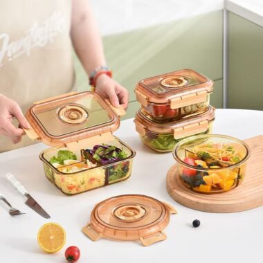 Fresh-keeping glass food container with airtight lid