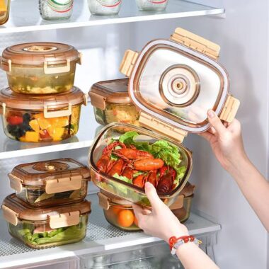Fresh-keeping glass food container with airtight lid