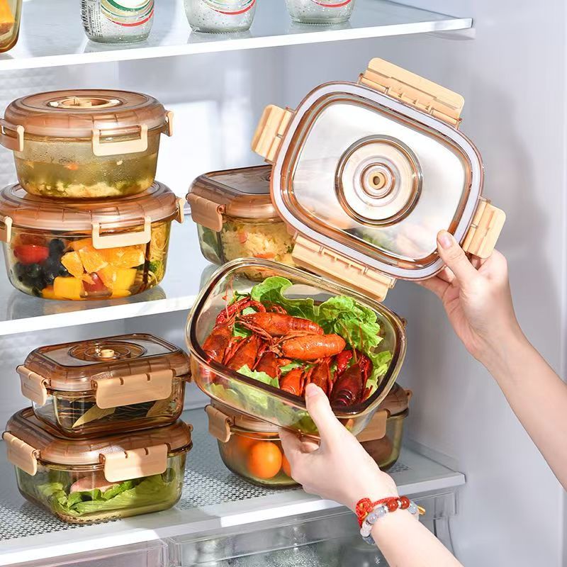 Fresh-keeping glass food container with airtight lid