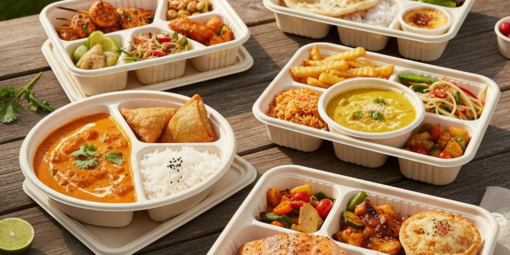 Compostable food container for festivals and large events
