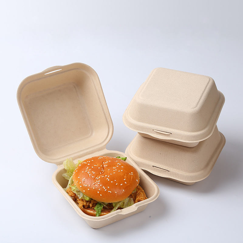 Compostable container for fruit, salad, burger, and cake packaging
