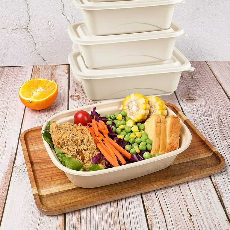 Eco compostable lunch container with lid for takeaway