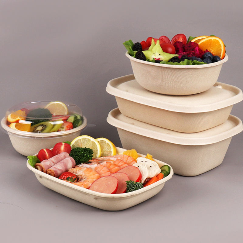 Eco compostable lunch container with lid for takeaway