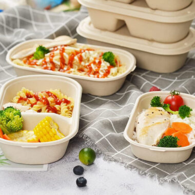 Eco-friendly compostable food container for salad takeaway packaging