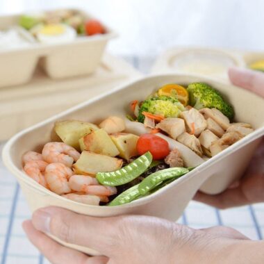 Eco-friendly compostable food container for salad takeaway packaging