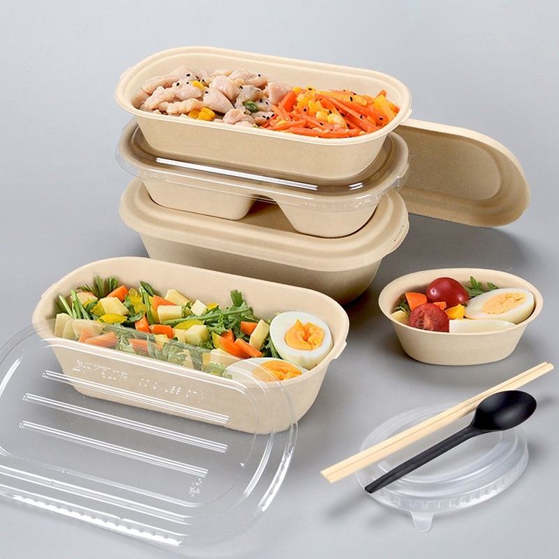 Eco-friendly compostable food container for salad takeaway packaging