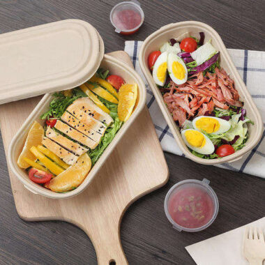 Eco-friendly compostable food container for salad takeaway packaging