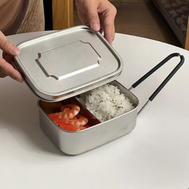 Portable stainless steel lunch container for office workers