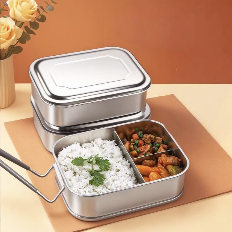 Portable stainless steel lunch container for office workers