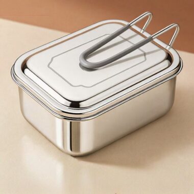 Portable stainless steel lunch container for office workers