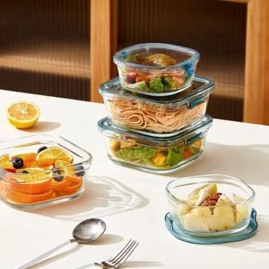 Cute microwave safe square glass food container for fruit salad