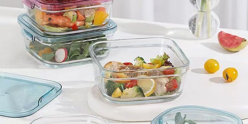 Cute microwave safe square glass food container for fruit salad
