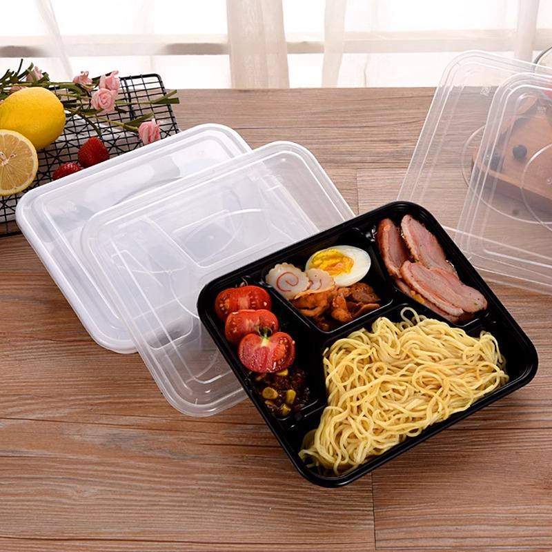 Disposable takeaway plastic food container for restaurant packaging