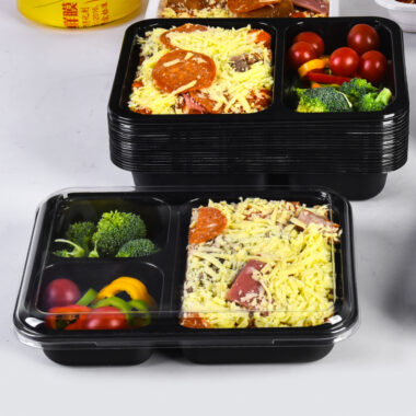 Disposable takeaway plastic food container for restaurant packaging
