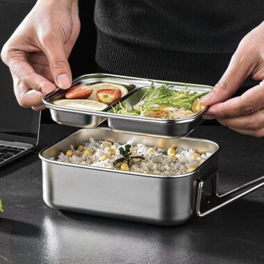 Stainless steel lunch container for office and canteen use