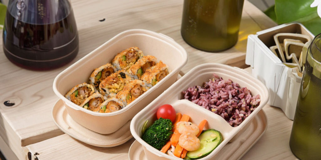Eco takeaway lunch compostable food container for restaurants