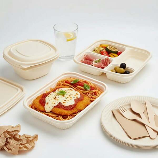 Eco takeaway compostable food container for sustainable packaging