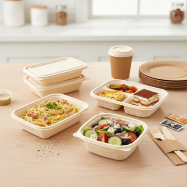 Eco takeaway compostable food container for sustainable packaging
