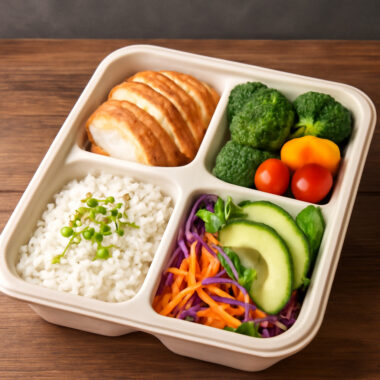 Eco-friendly takeaway compostable food container for restaurants