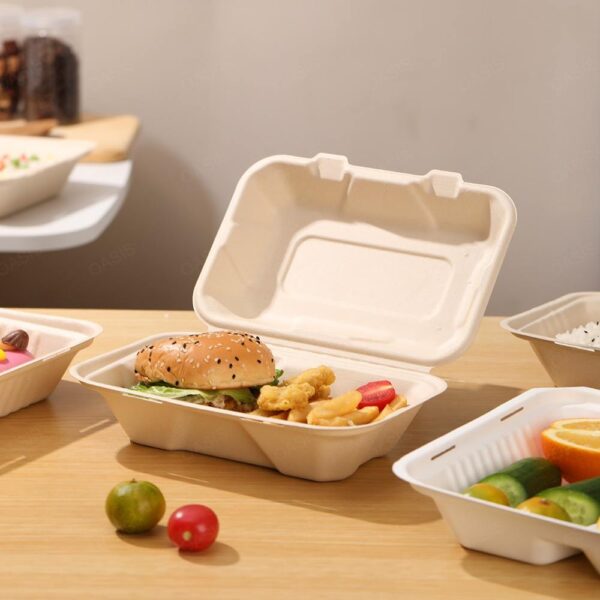 Compostable food container for takeaway salad and snacks
