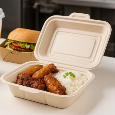 Compostable food container for takeaway and delivery packaging