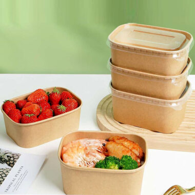Kraft paper food container for takeaway lunch and bento packaging