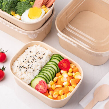 Kraft paper food container for takeaway lunch and bento packaging