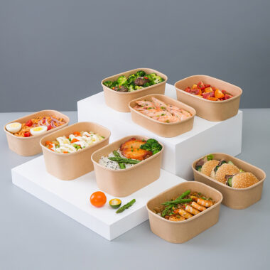 Kraft paper food container for takeaway lunch and bento packaging