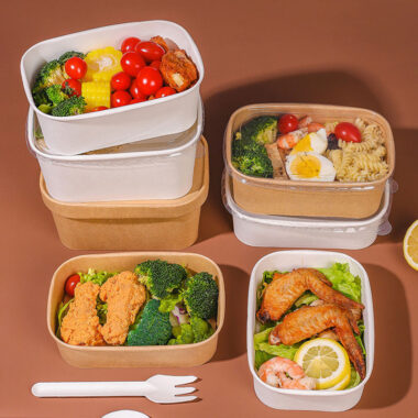 Kraft paper food container for takeaway lunch and bento packaging