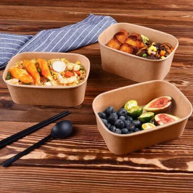 Kraft paper food container for takeaway lunch and bento packaging