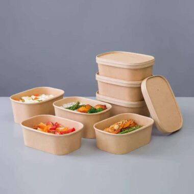 Paper food container for salad and fruit packaging