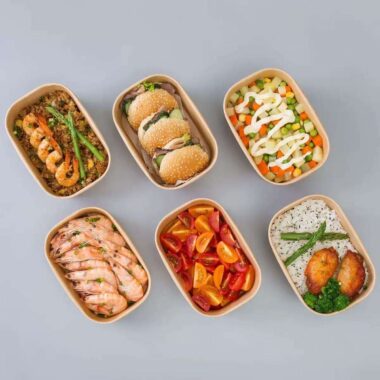 Paper food container for salad and fruit packaging