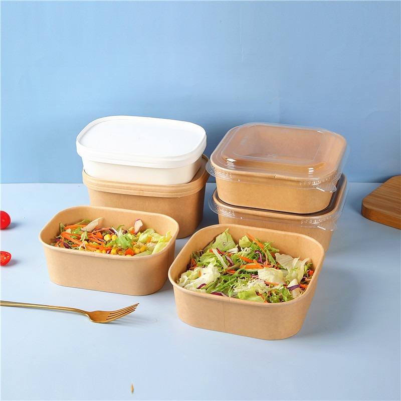 Paper food container for salad and fruit packaging