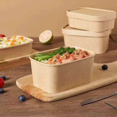 Paper food container for salad and fruit packaging