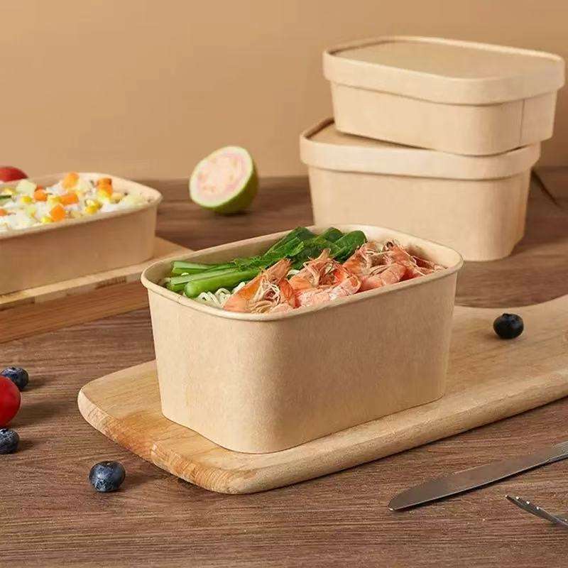 Paper food container for salad and fruit packaging