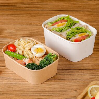Paper food container for salad and fruit packaging
