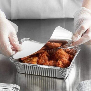 Oven-safe aluminum foil food container for cooking and baking