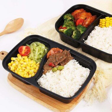 Plastic food container with lid for bento and meal packaging
