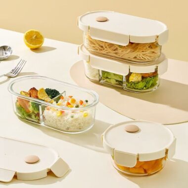 Office lunch glass food container for fresh storage