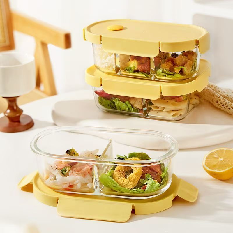 Office lunch glass food container for fresh storage