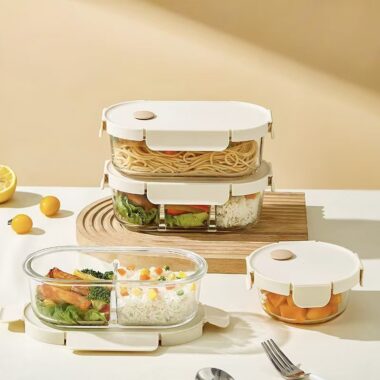 Office lunch glass food container for fresh storage