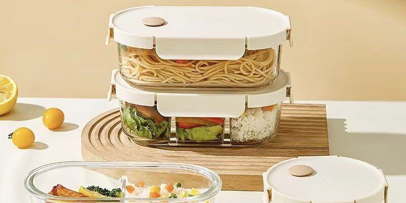 Office lunch glass food container for fresh storage