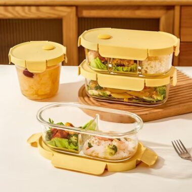 Office lunch glass food container for fresh storage