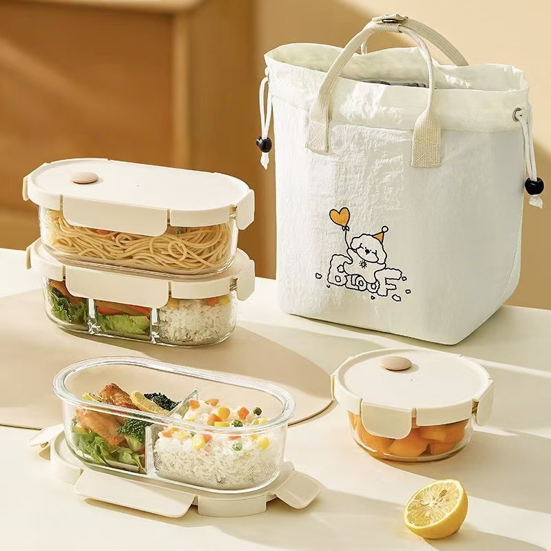 Office lunch glass food container for fresh storage